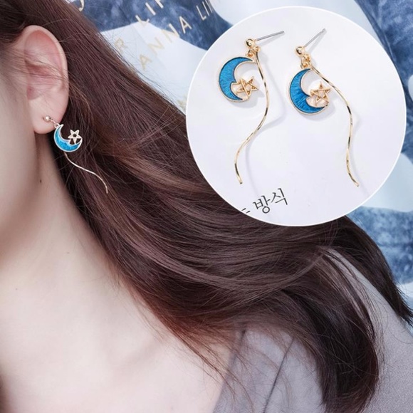Cute Nation Jewelry - NEW MIDNIGHT Moon Star Swirl Handmade Earrings 1